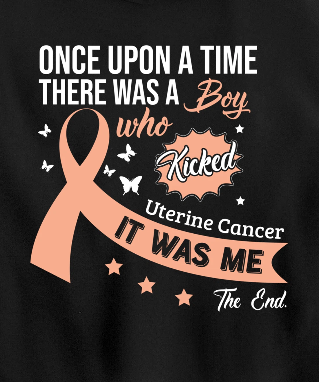 Uterine Cancer Fight Cancer Ribbon Pullover Hoodie