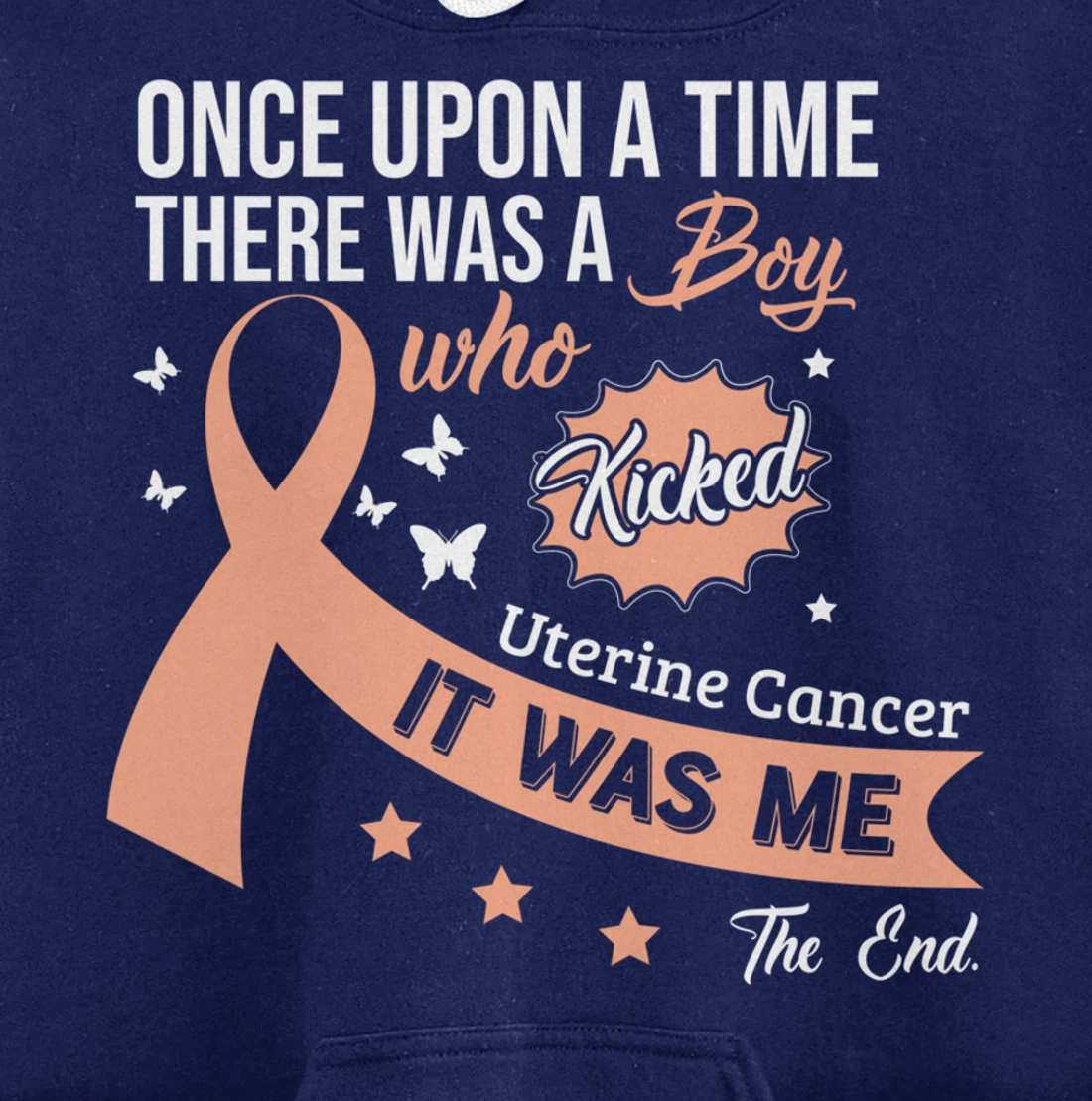 Uterine Cancer Fight Cancer Ribbon Pullover Hoodie