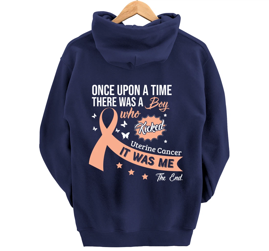 Uterine Cancer Fight Cancer Ribbon Pullover Hoodie