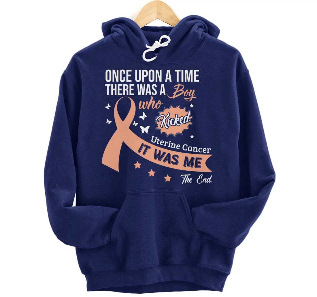 Uterine Cancer Fight Cancer Ribbon Pullover Hoodie