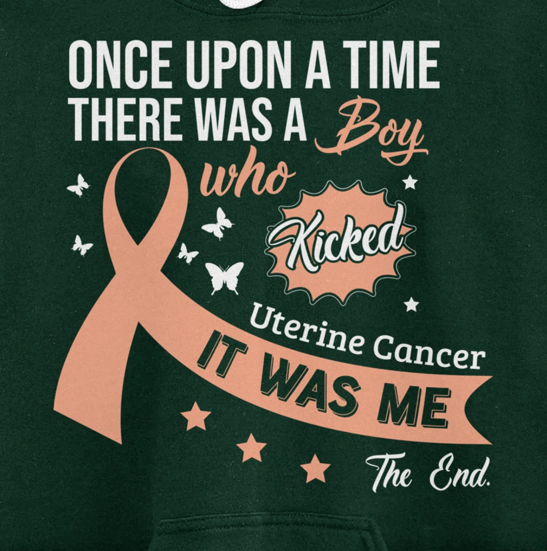 Uterine Cancer Fight Cancer Ribbon Pullover Hoodie