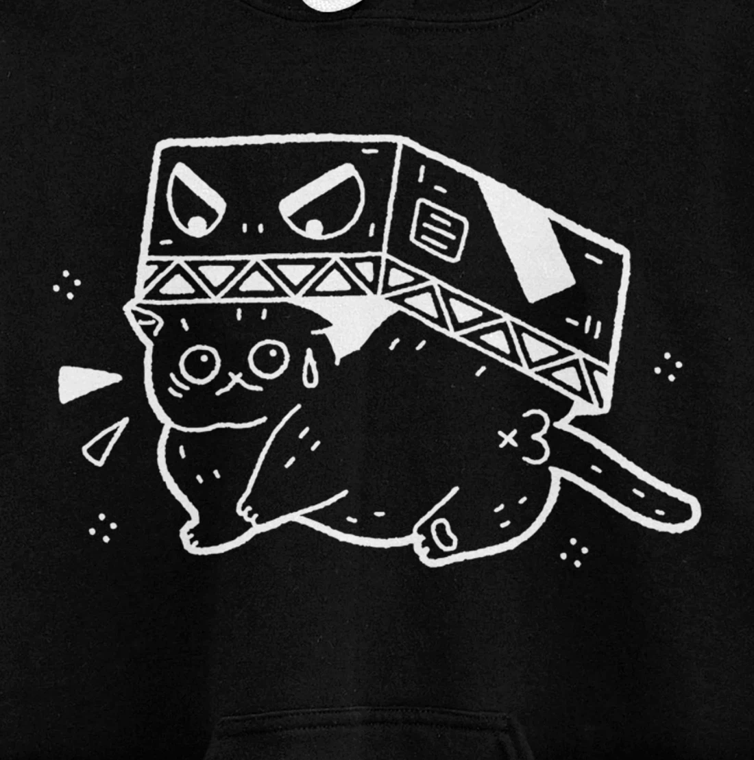 Scared Cat in Box Funny Gift Cat Lover Anime Fan Men Women Pullover Hoodie