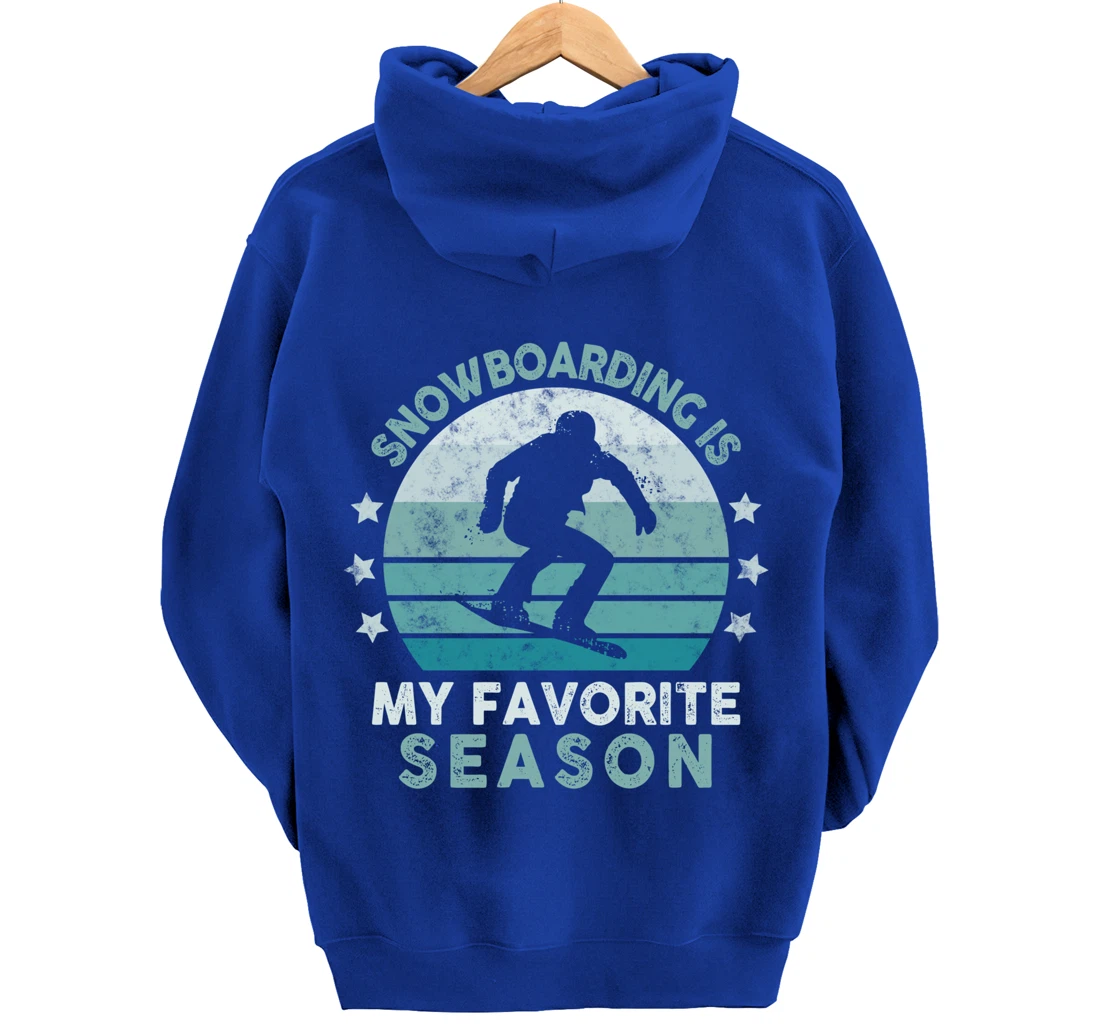 Snowboarding Is My Favorite Season Winter Ice Sports Retro Pullover Hoodie
