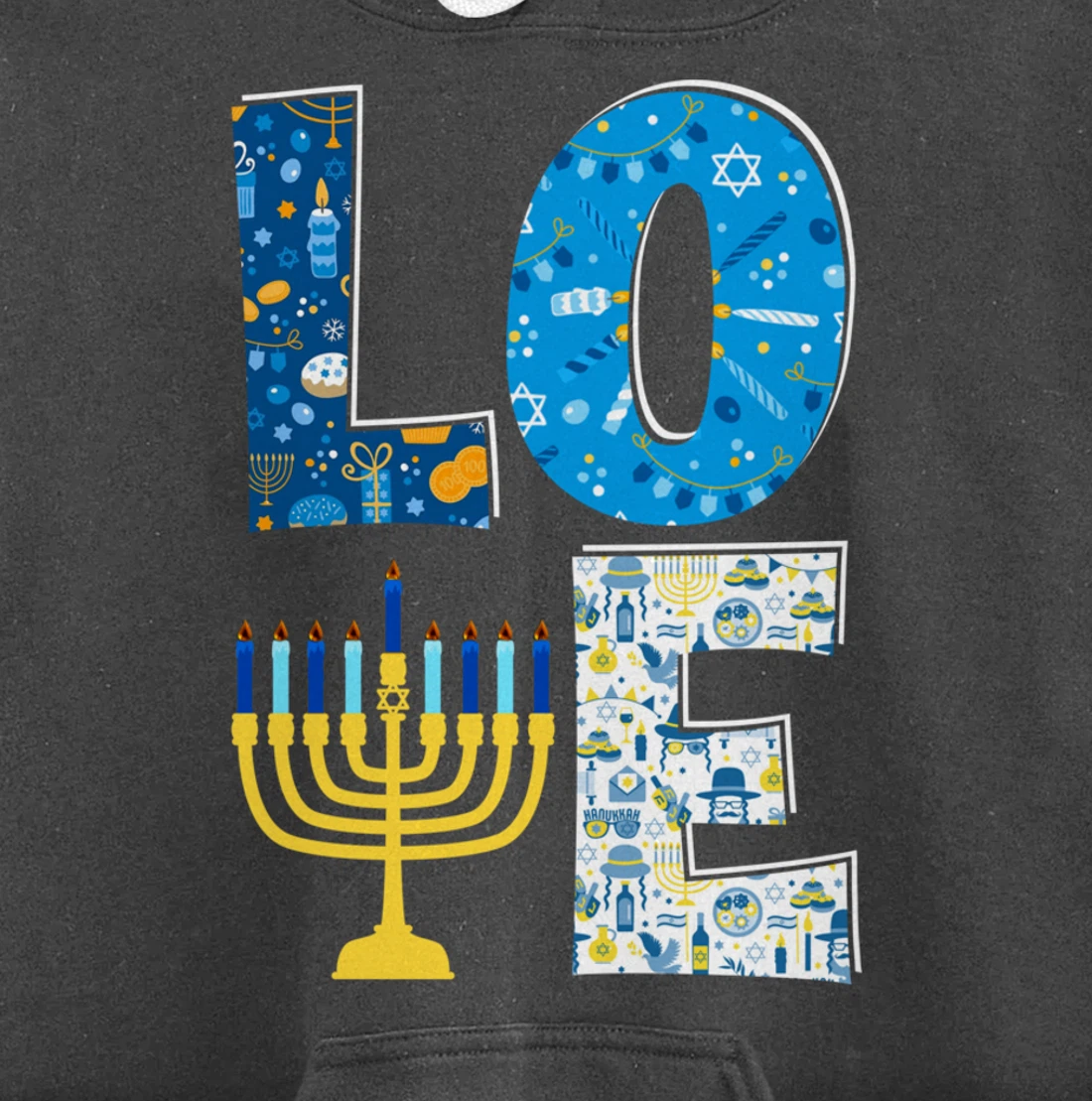 Love Cute Hanukkah Decoration Menorah Pajama Matching Family Pullover Hoodie