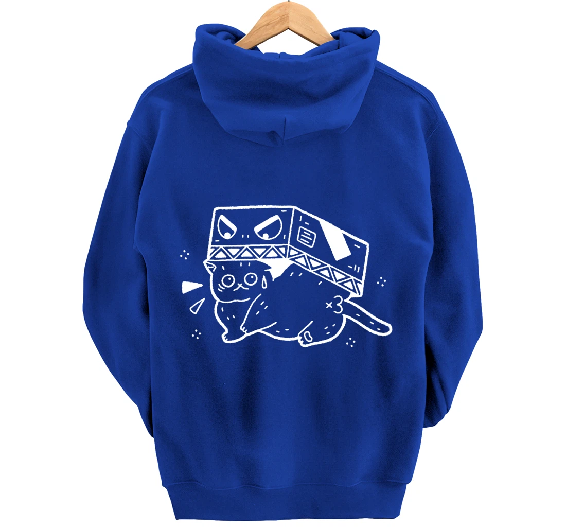 Scared Cat in Box Funny Gift Cat Lover Anime Fan Men Women Pullover Hoodie