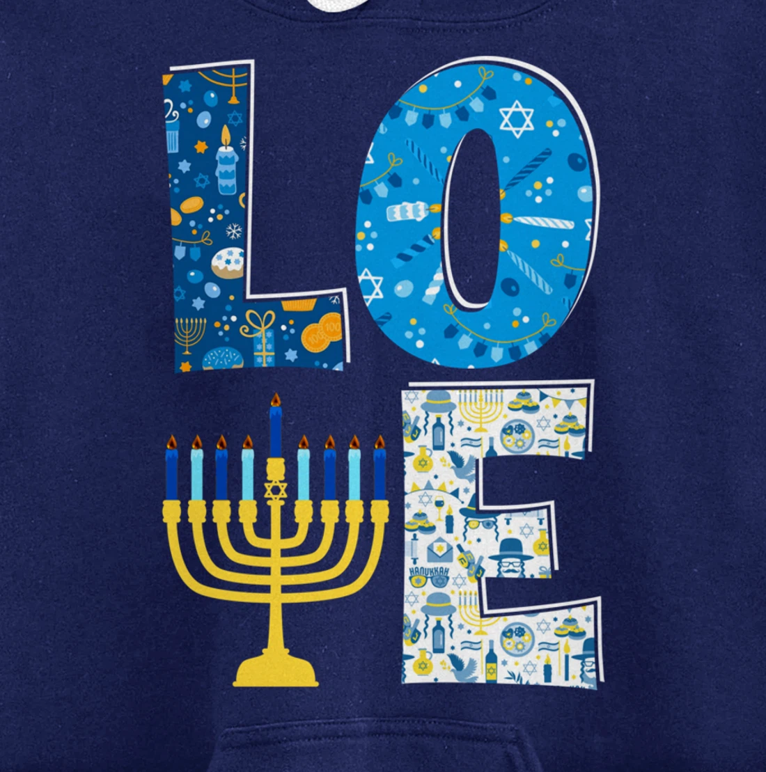 Love Cute Hanukkah Decoration Menorah Pajama Matching Family Pullover Hoodie