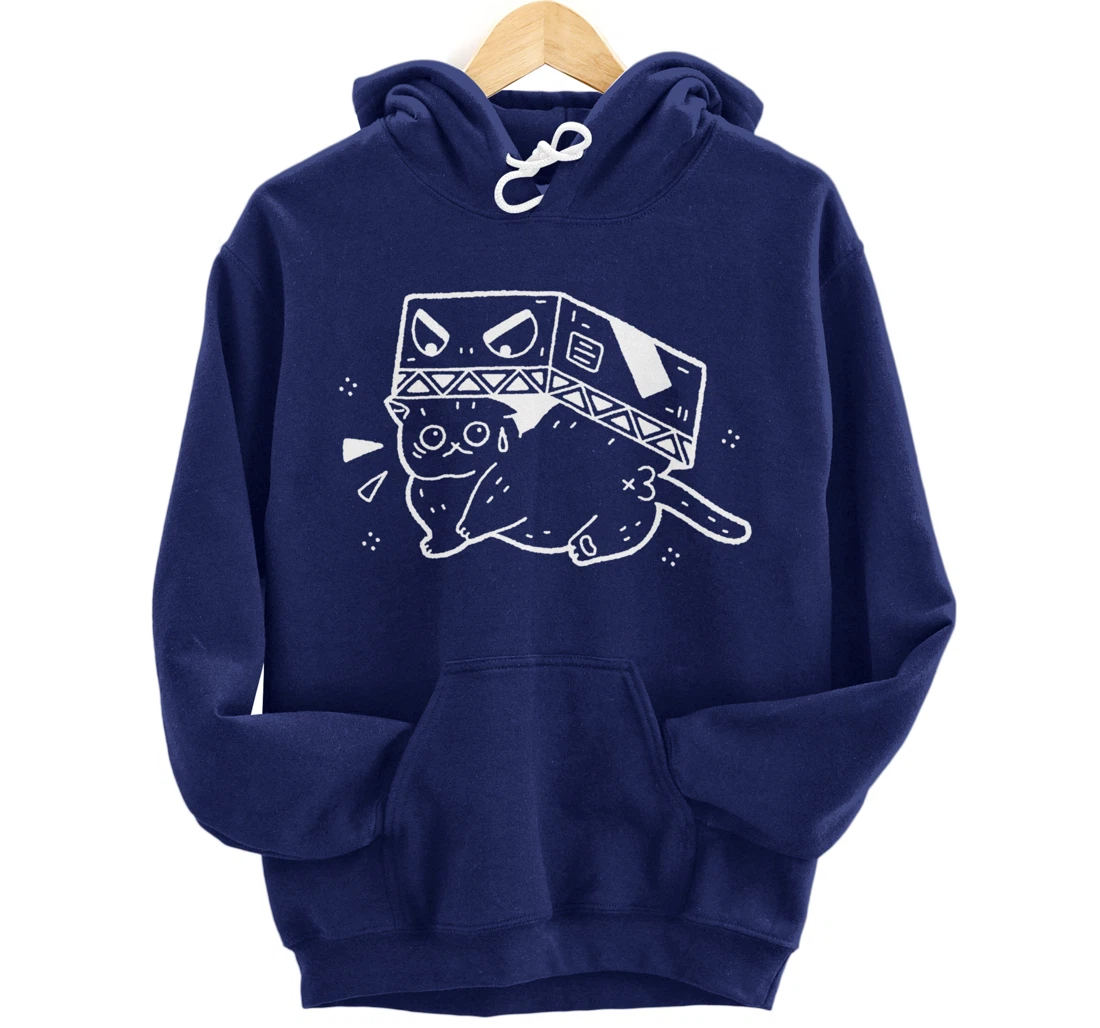 Scared Cat in Box Funny Gift Cat Lover Anime Fan Men Women Pullover Hoodie
