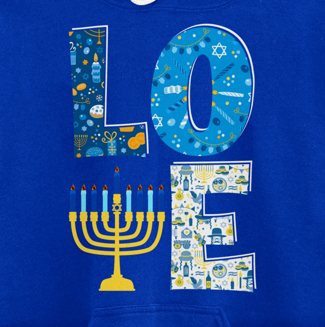 Love Cute Hanukkah Decoration Menorah Pajama Matching Family Pullover Hoodie