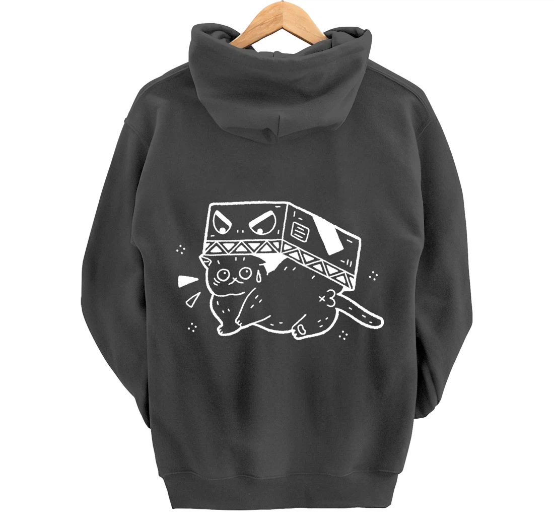 Scared Cat in Box Funny Gift Cat Lover Anime Fan Men Women Pullover Hoodie
