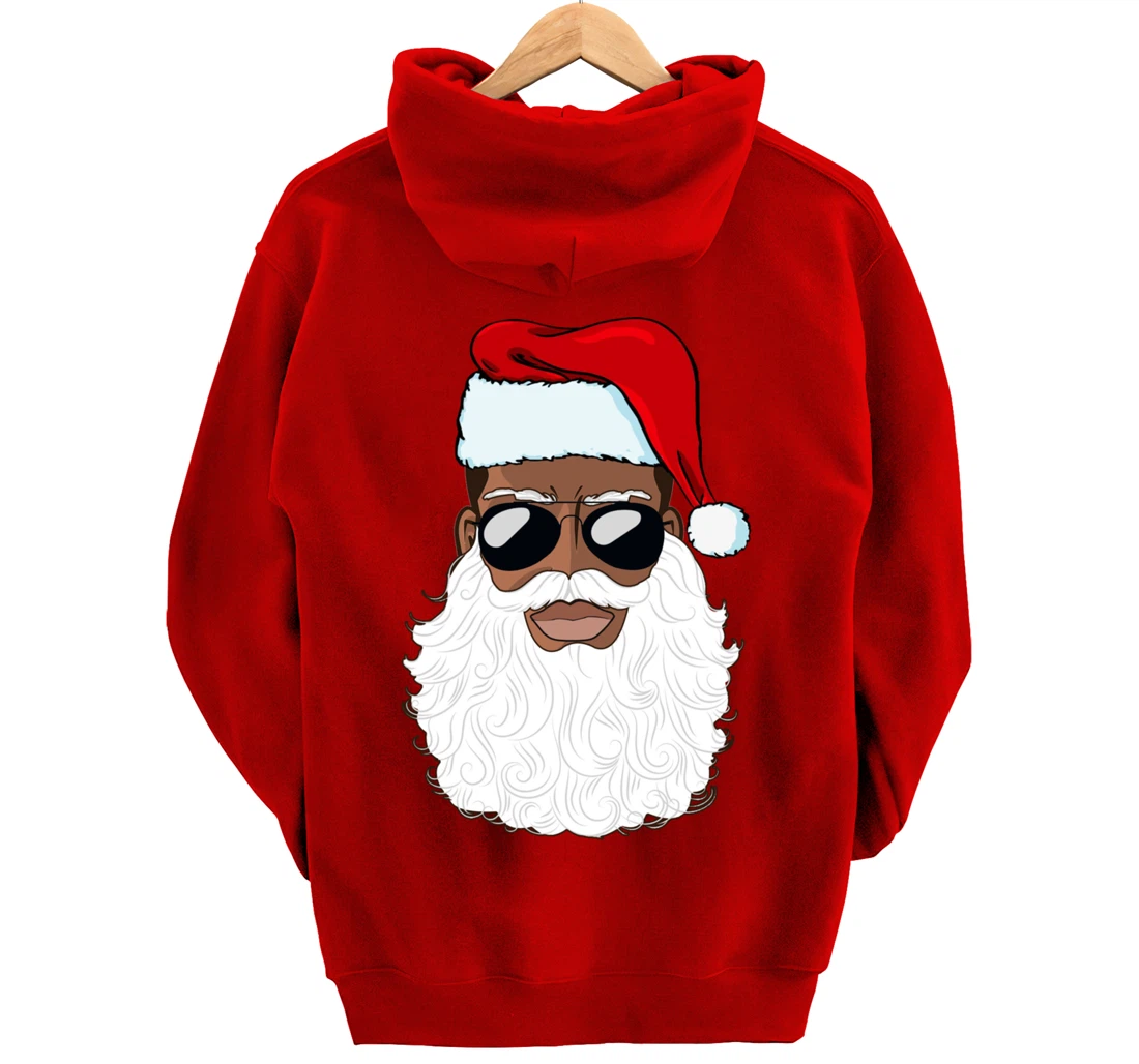 Santa Claus Black Xmas Santa Afro African American Proud Pullover Hoodie