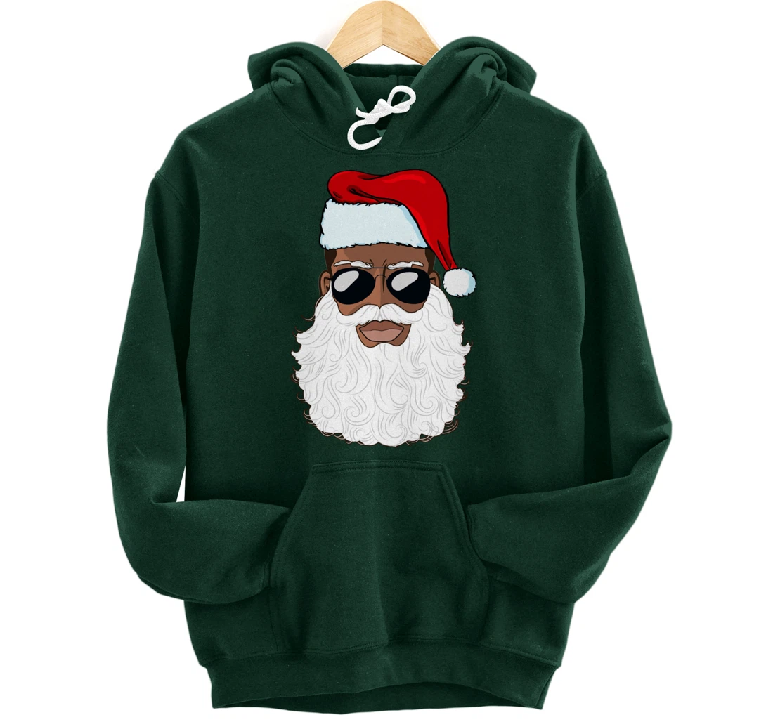 Santa Claus Black Xmas Santa Afro African American Proud Pullover Hoodie