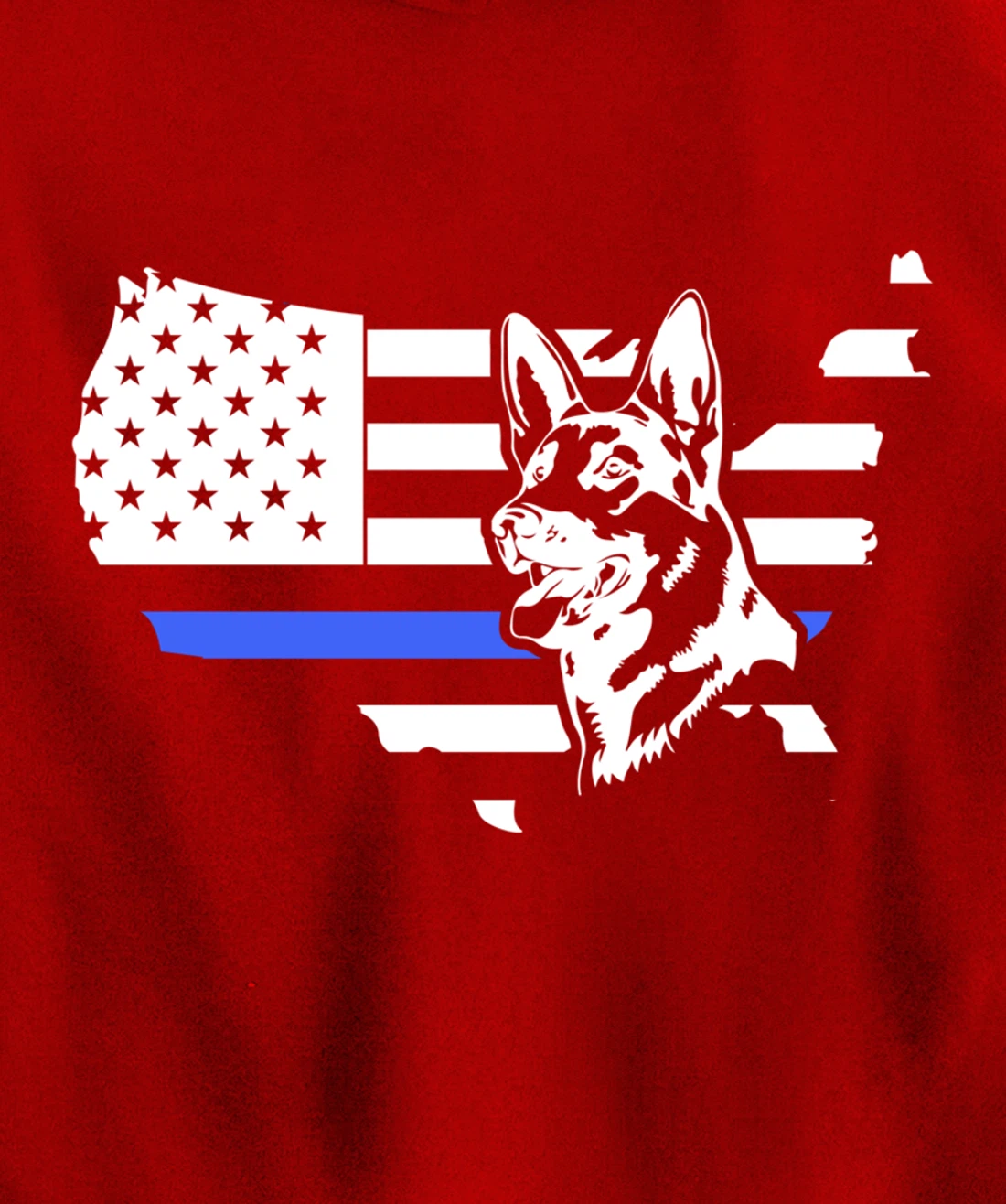 Thin Blue Line American Flag German Shepherd Dog K-9 Police Pullover Hoodie
