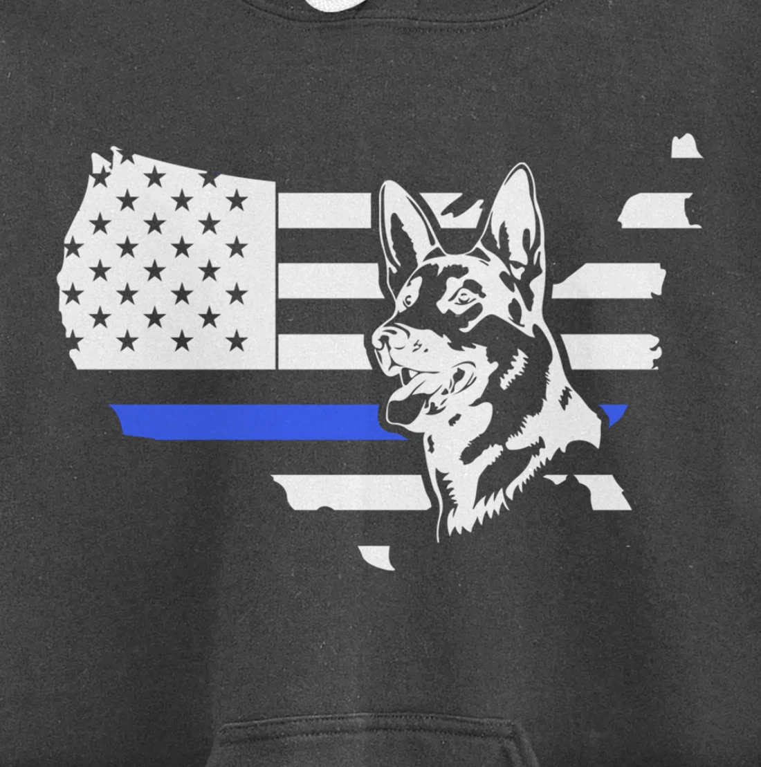 Thin Blue Line American Flag German Shepherd Dog K-9 Police Pullover Hoodie