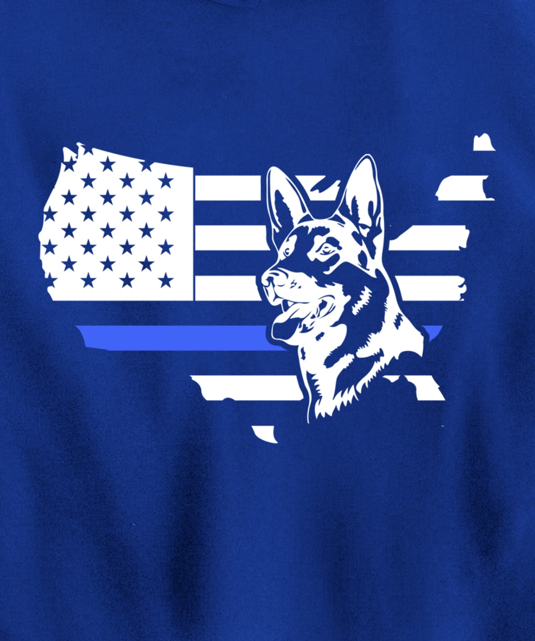 Thin Blue Line American Flag German Shepherd Dog K-9 Police Pullover Hoodie