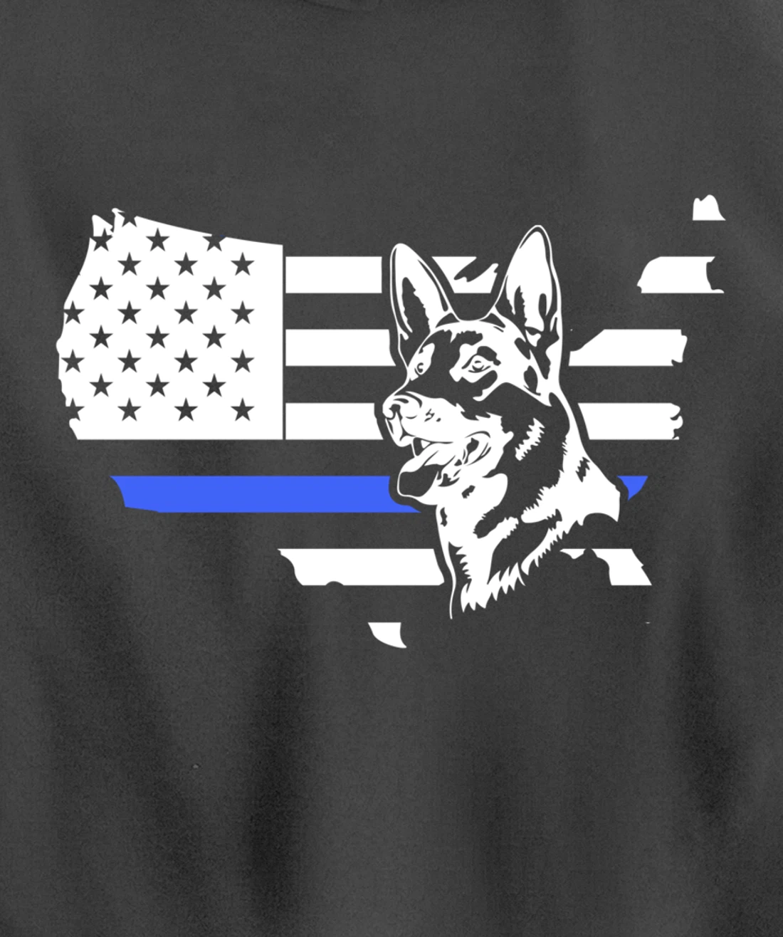 Thin Blue Line American Flag German Shepherd Dog K-9 Police Pullover Hoodie