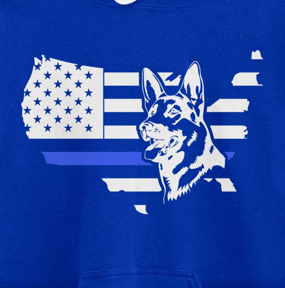 Thin Blue Line American Flag German Shepherd Dog K-9 Police Pullover Hoodie