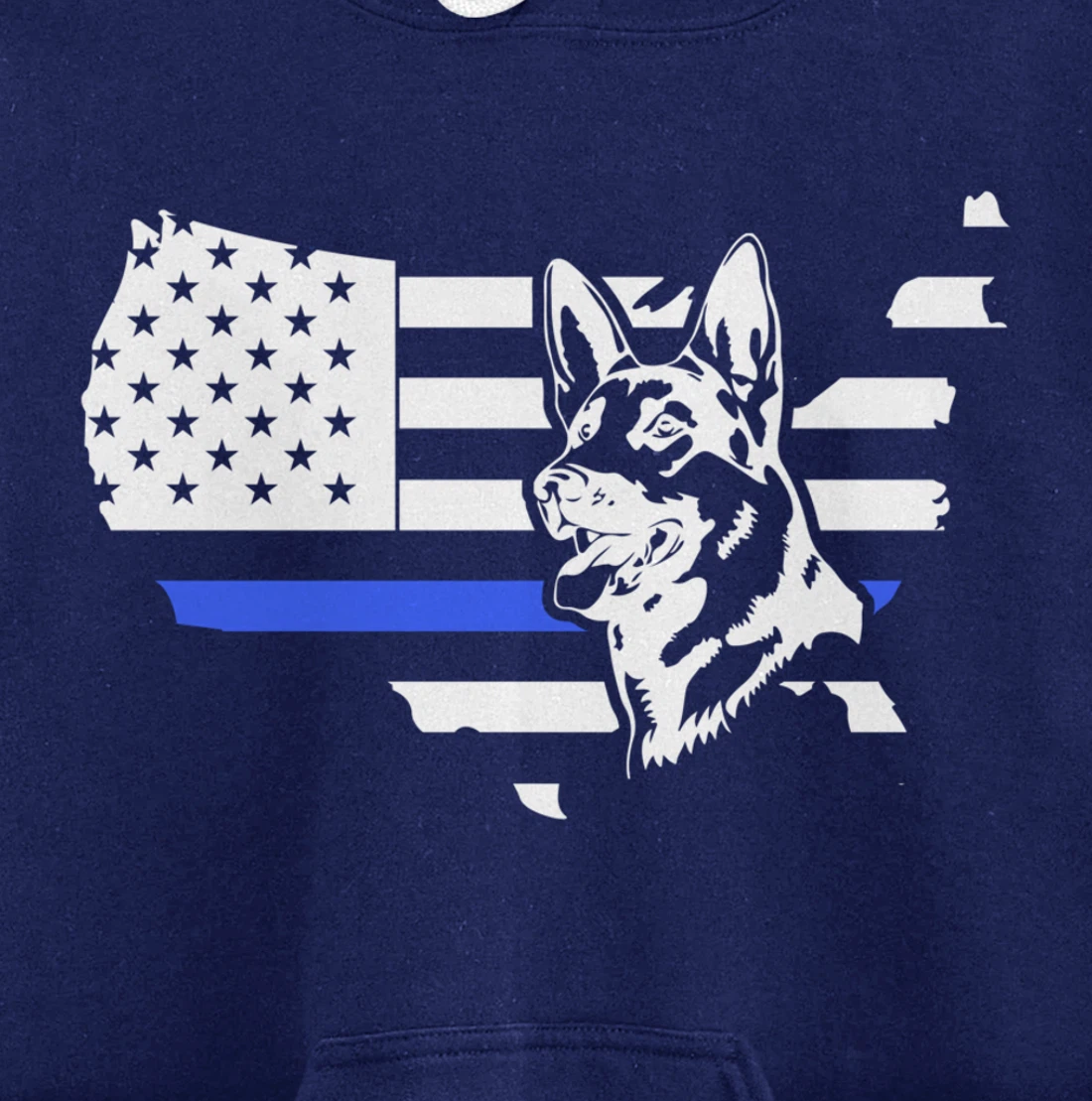 Thin Blue Line American Flag German Shepherd Dog K-9 Police Pullover Hoodie