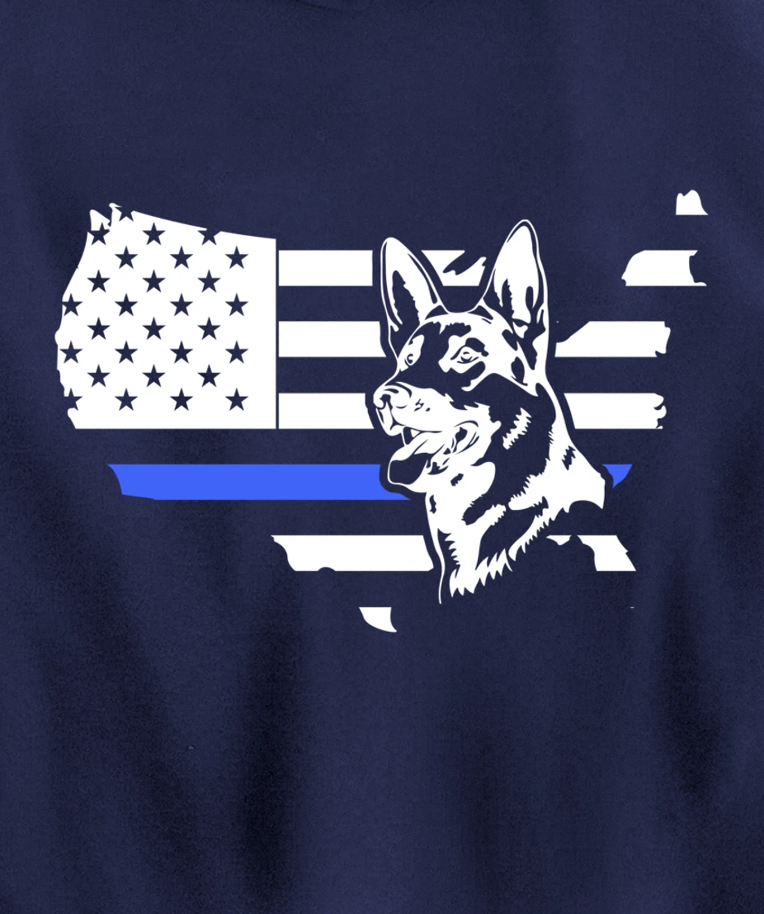 Thin Blue Line American Flag German Shepherd Dog K-9 Police Pullover Hoodie