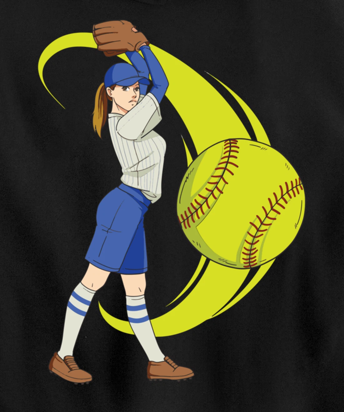 Baseball Softball Girl Pitcher Art Pullover Hoodie
