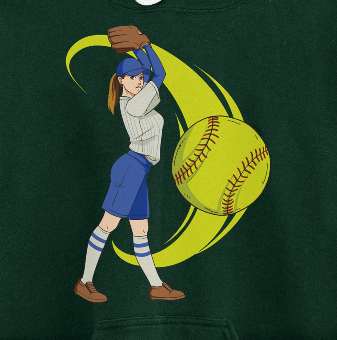 Baseball Softball Girl Pitcher Art Pullover Hoodie