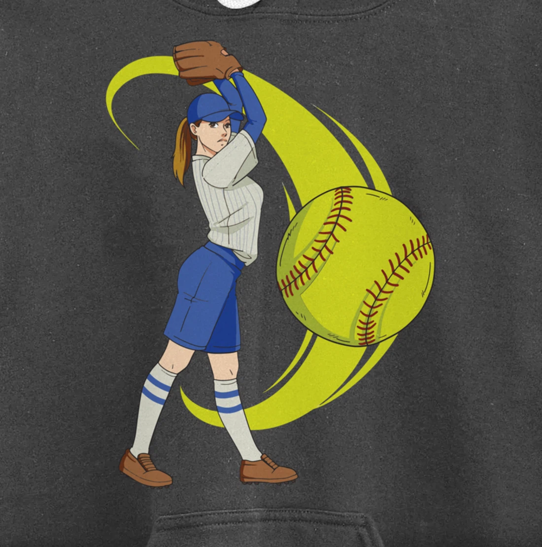 Baseball Softball Girl Pitcher Art Pullover Hoodie