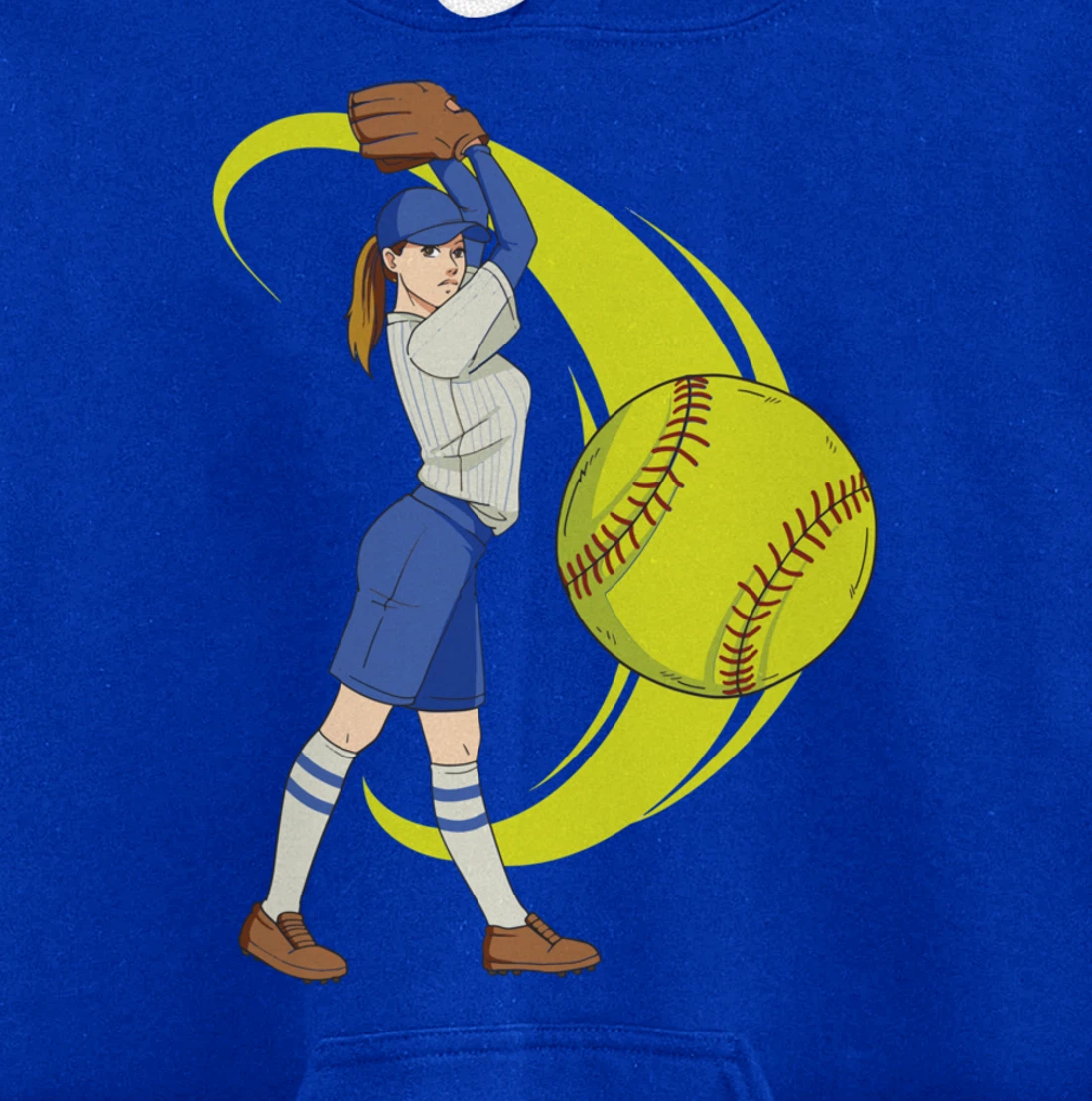 Baseball Softball Girl Pitcher Art Pullover Hoodie