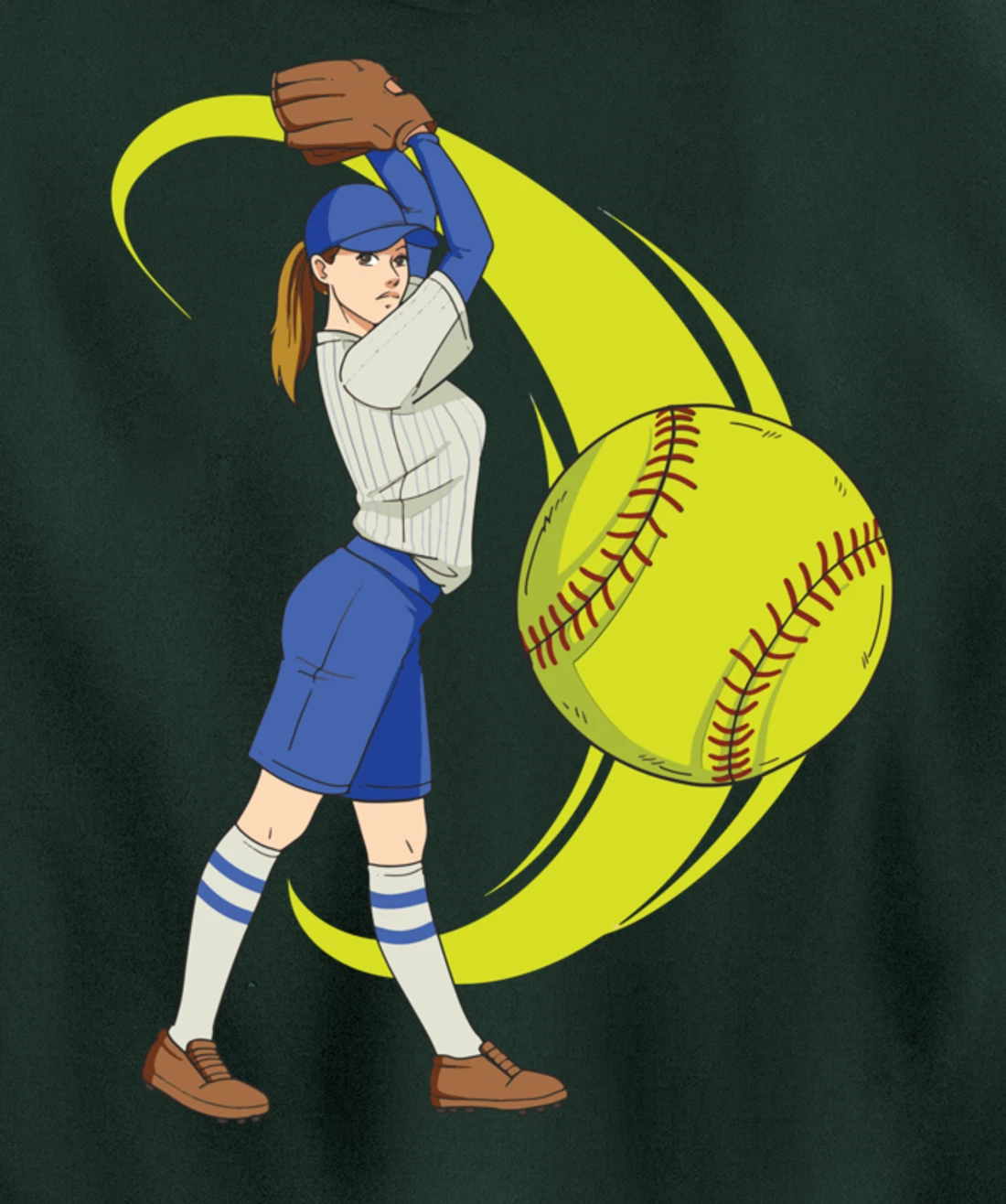 Baseball Softball Girl Pitcher Art Pullover Hoodie