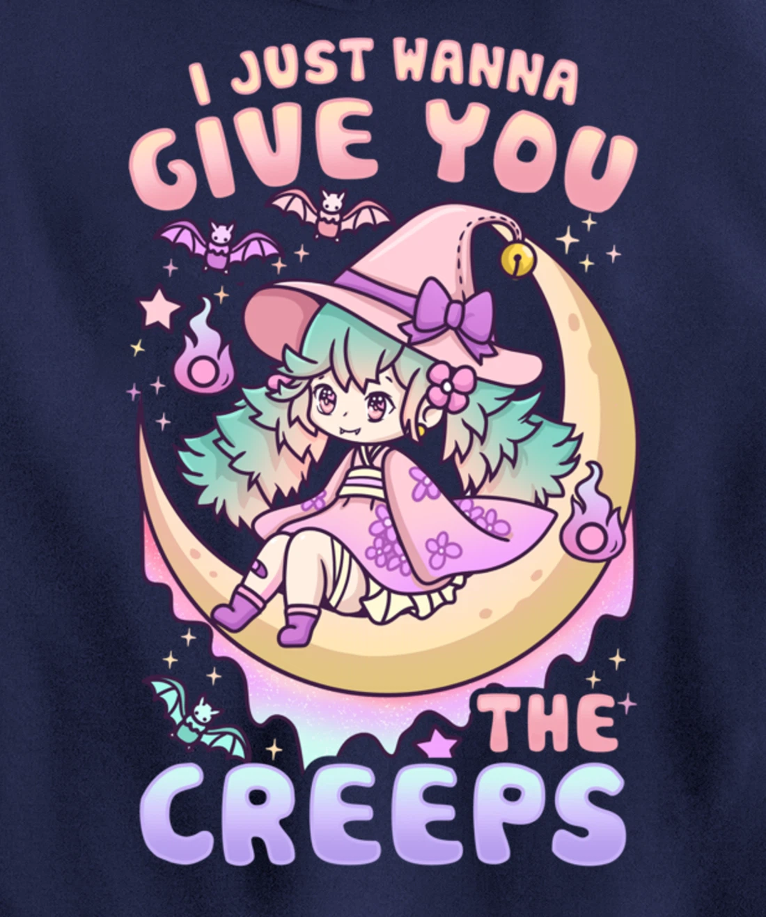 I Just Wanna Give You The Creeps Pastel Goth Kawaii Witches Pullover Hoodie