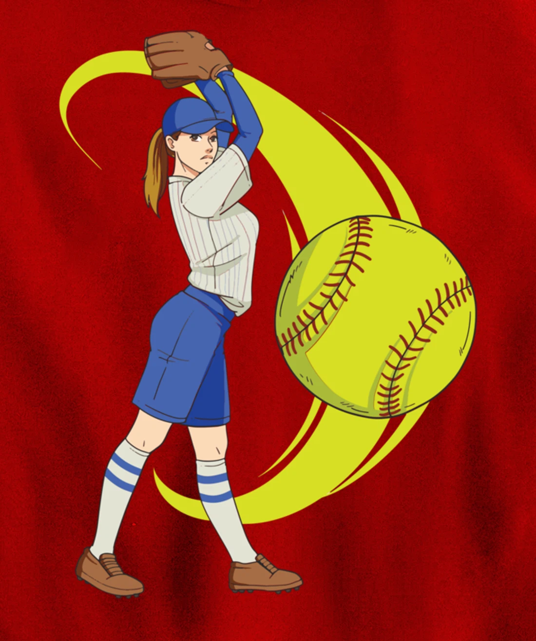 Baseball Softball Girl Pitcher Art Pullover Hoodie