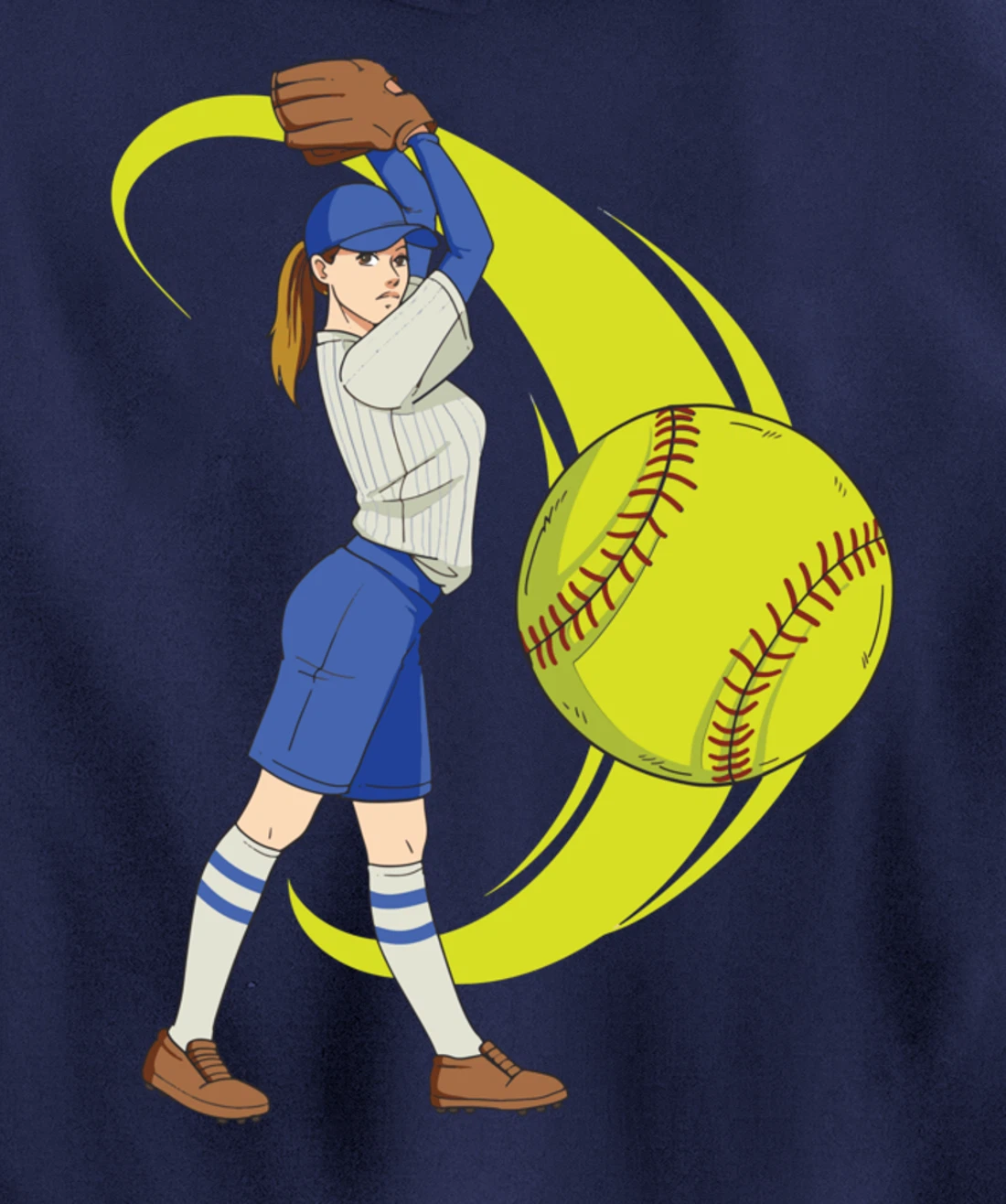 Baseball Softball Girl Pitcher Art Pullover Hoodie