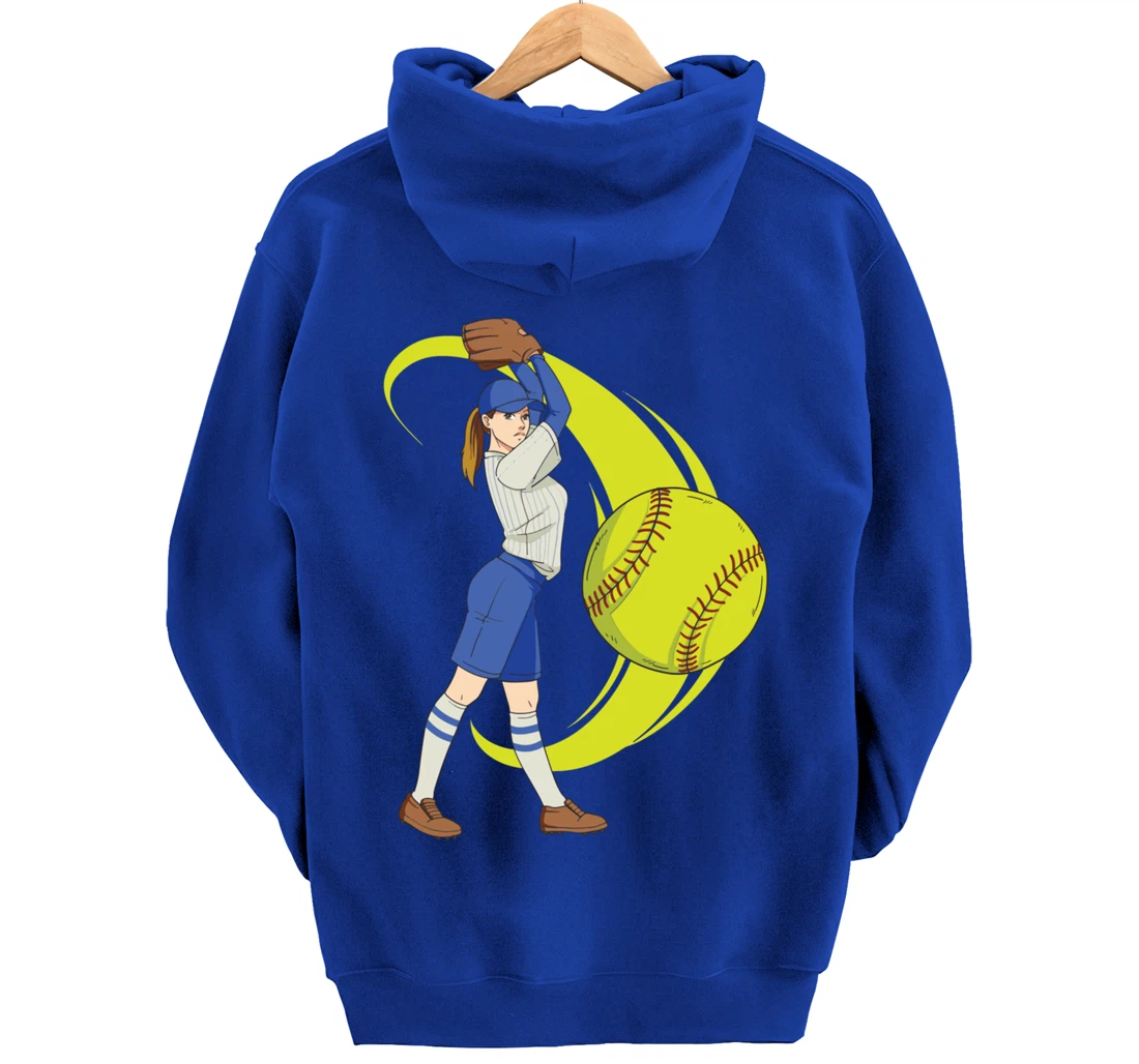 Baseball Softball Girl Pitcher Art Pullover Hoodie