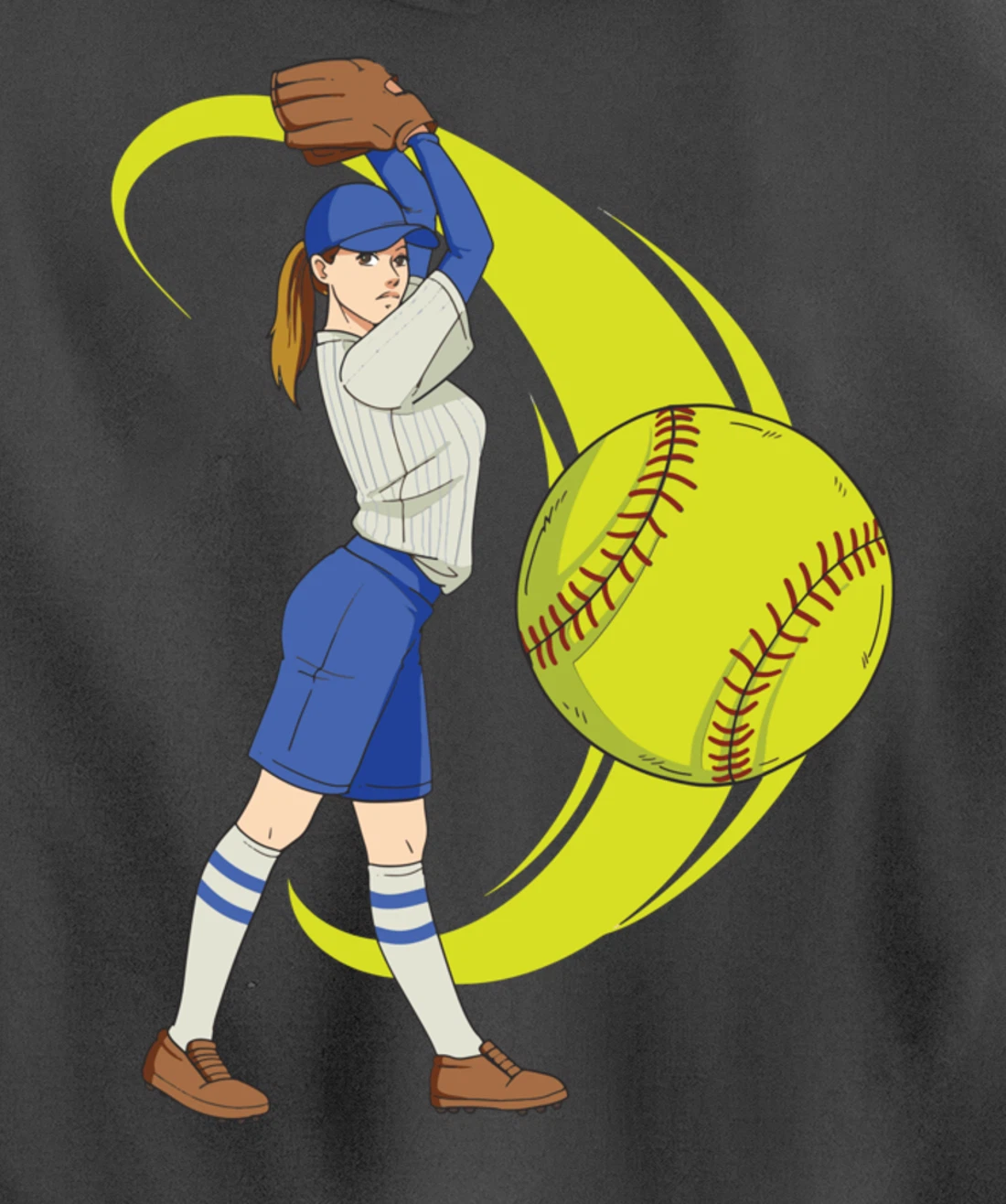 Baseball Softball Girl Pitcher Art Pullover Hoodie