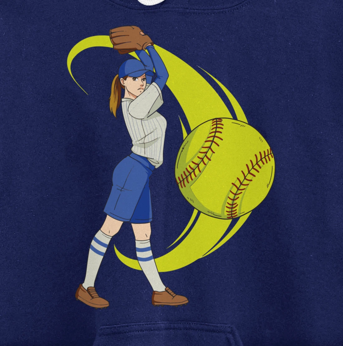 Baseball Softball Girl Pitcher Art Pullover Hoodie
