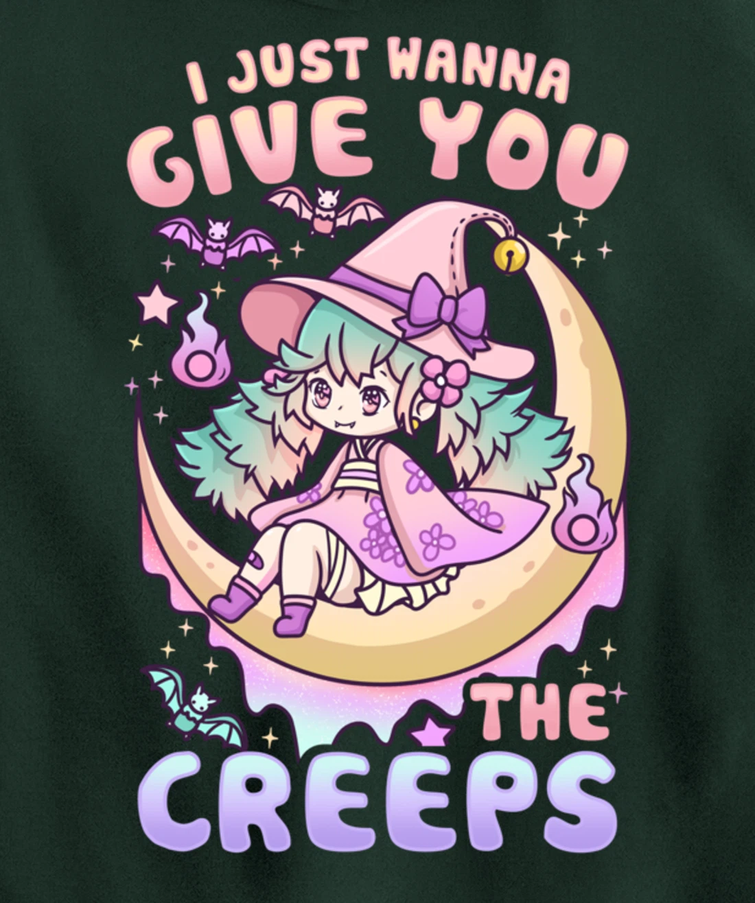 I Just Wanna Give You The Creeps Pastel Goth Kawaii Witches Pullover Hoodie