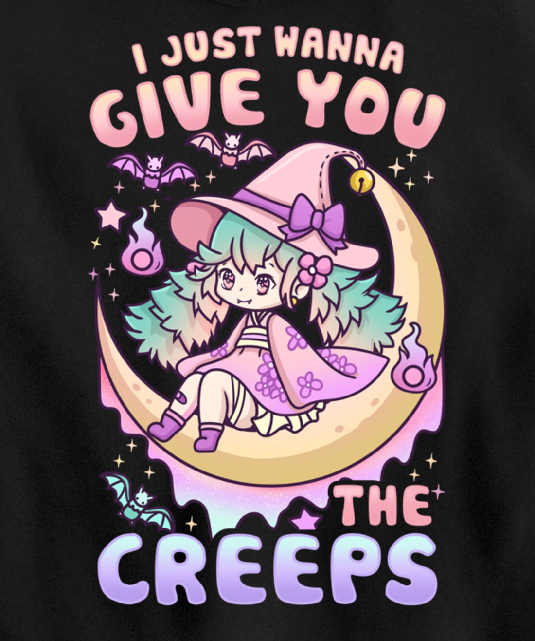 I Just Wanna Give You The Creeps Pastel Goth Kawaii Witches Pullover Hoodie