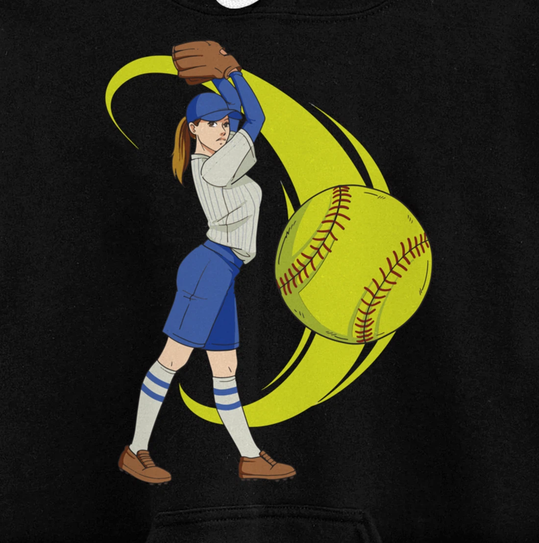 Baseball Softball Girl Pitcher Art Pullover Hoodie
