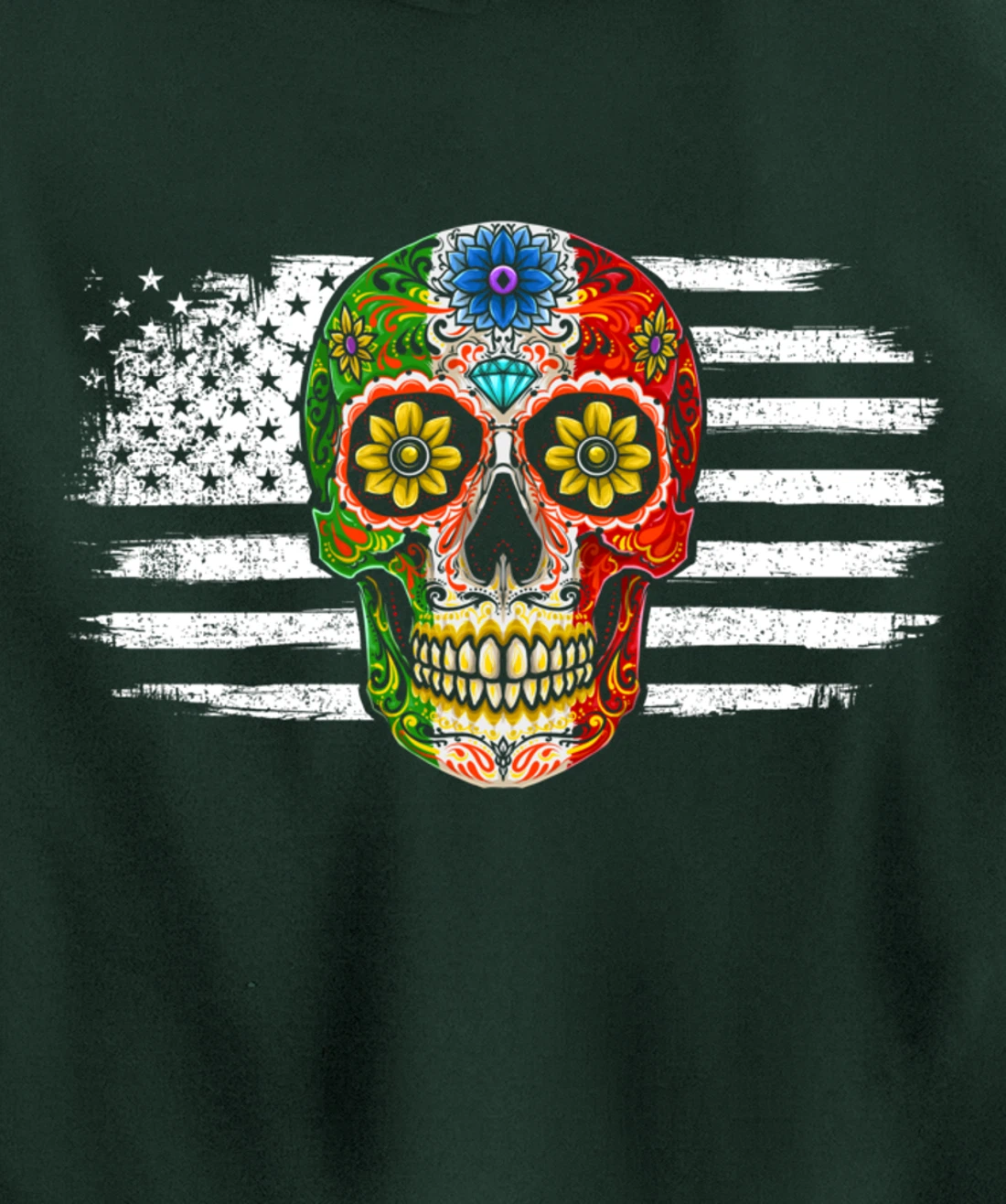 Sugar Skull Mexican Pullover Hoodie