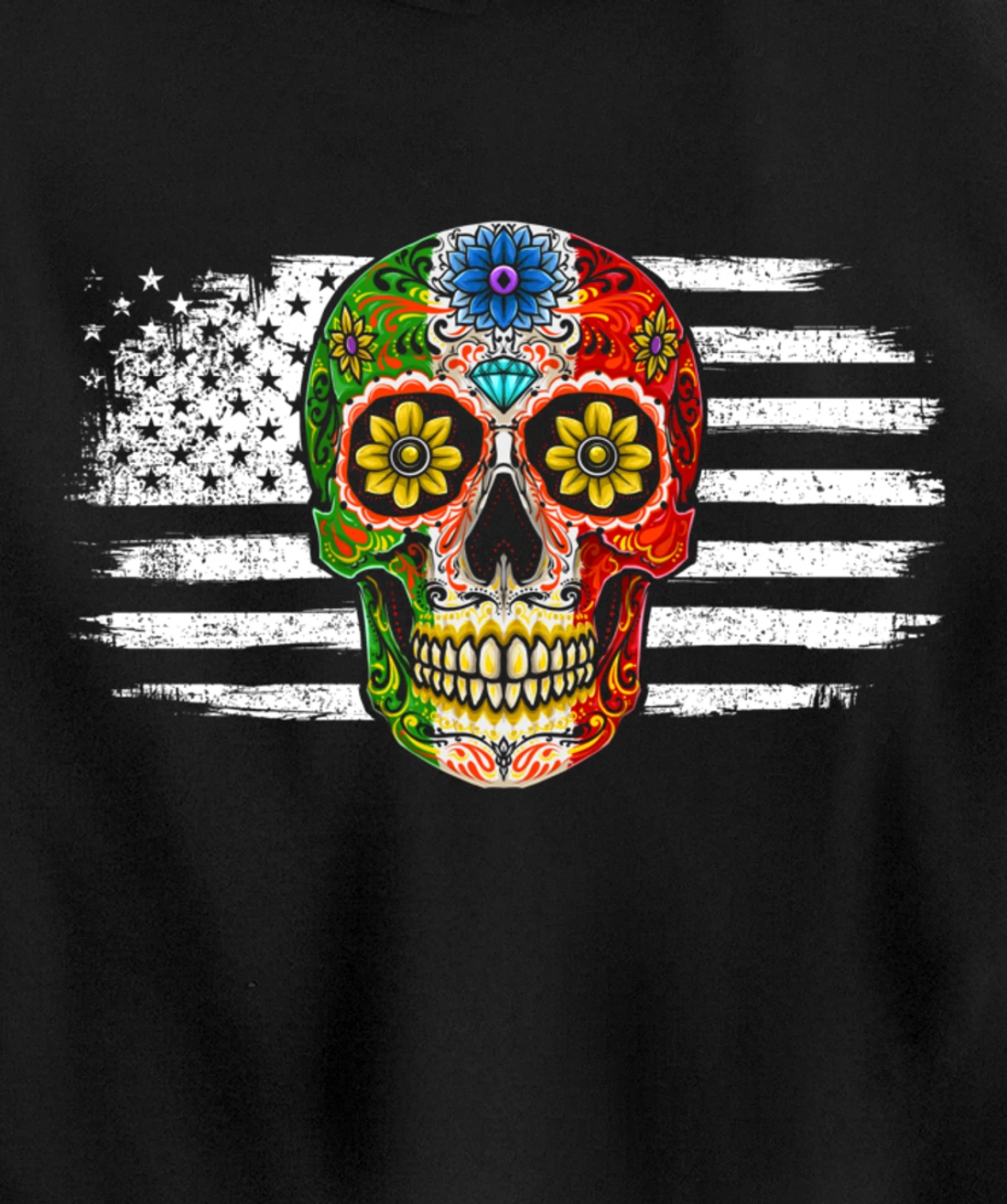 Sugar Skull Mexican Pullover Hoodie