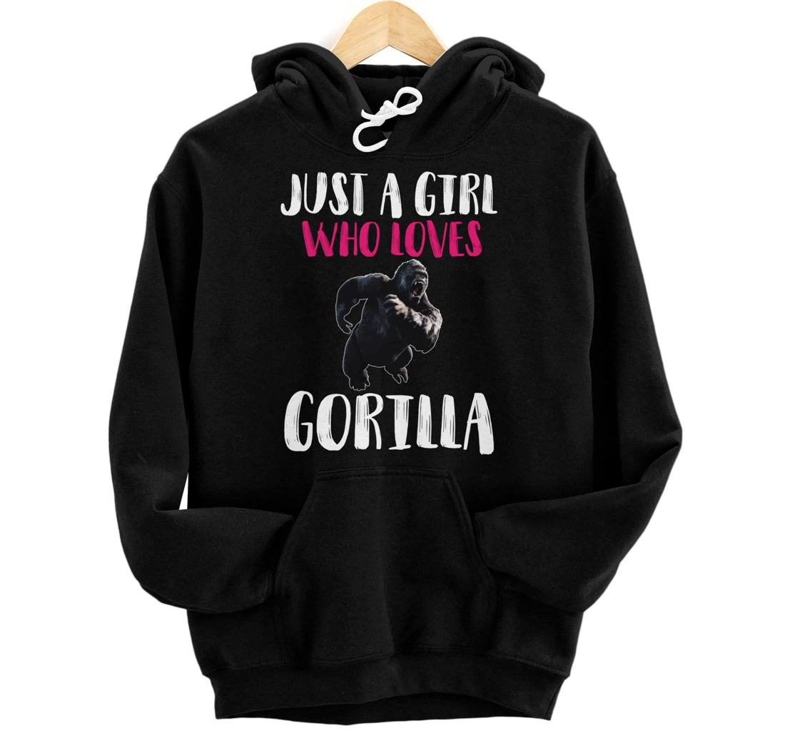 Just A Girl Who Loves Gorilla Funny Zoo Animal Lover Girls Pullover Hoodie