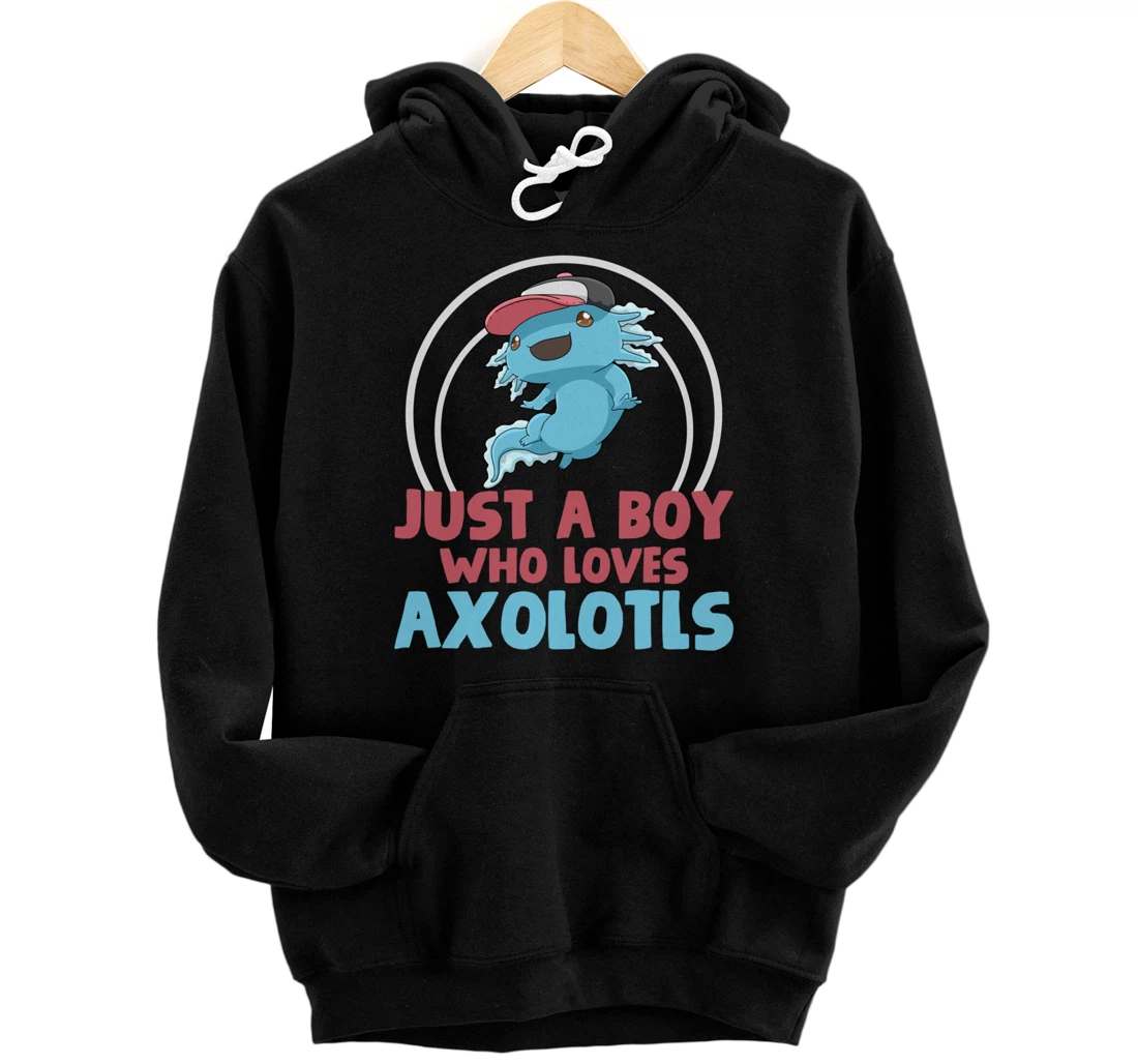 Axolotl Just a Boy Who Loves Axolotls Pullover Hoodie