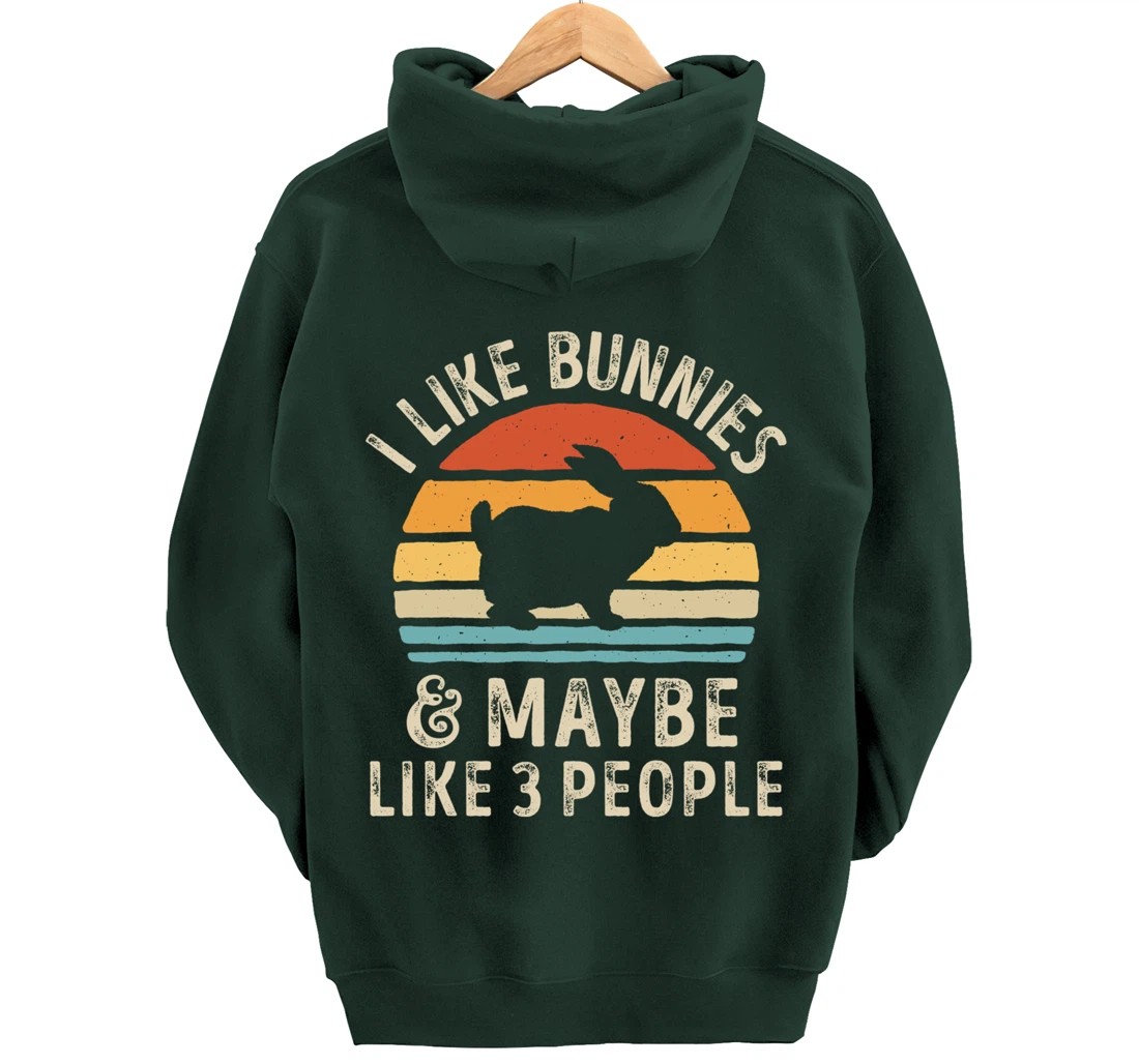 Like Bunnies And Maybe Like 3 People Bunny Rabbit Retro Men Pullover Hoodie