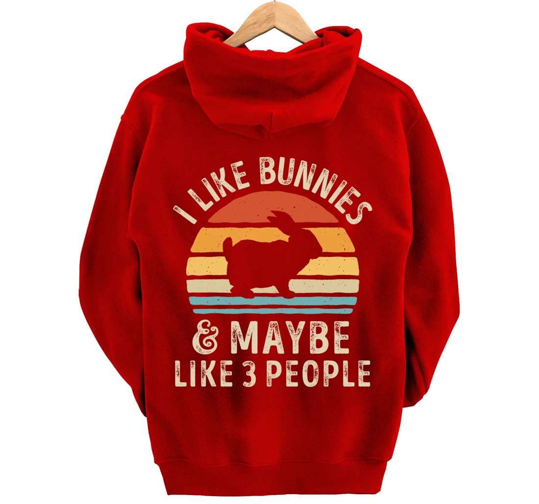 Like Bunnies And Maybe Like 3 People Bunny Rabbit Retro Men Pullover Hoodie