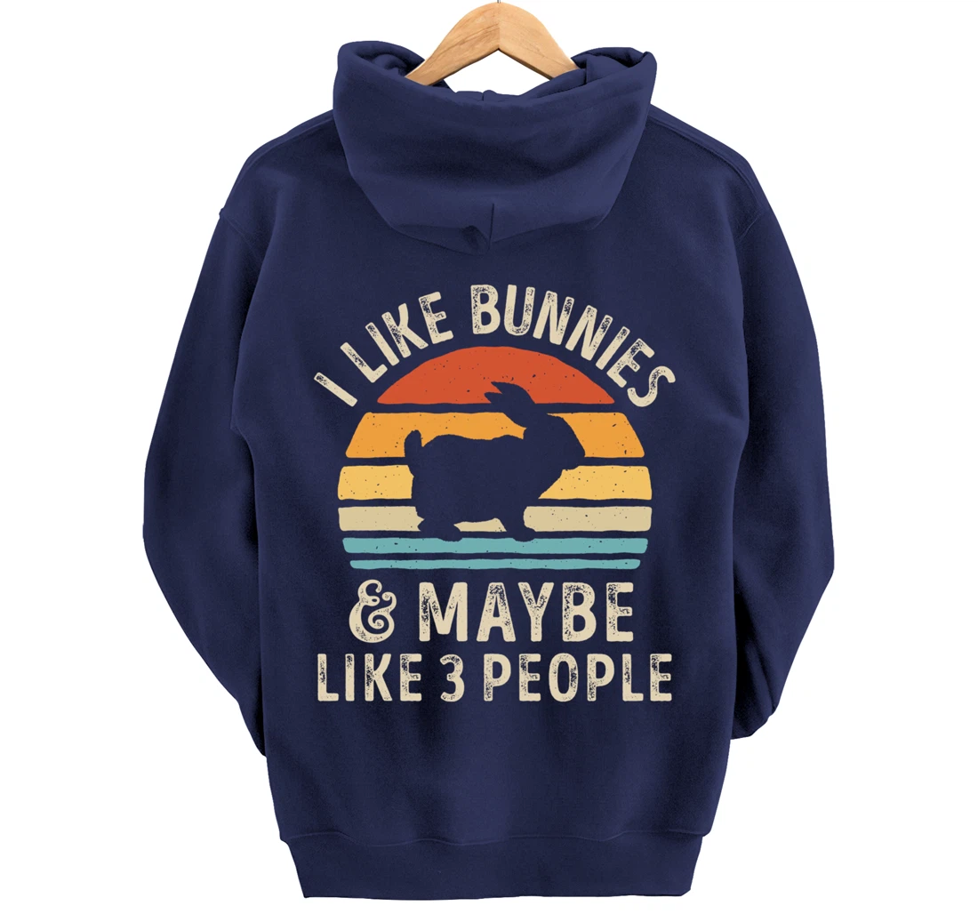 Like Bunnies And Maybe Like 3 People Bunny Rabbit Retro Men Pullover Hoodie