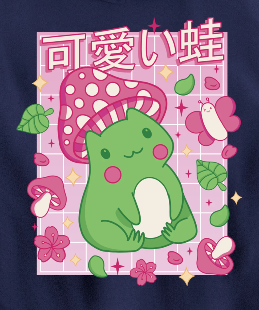 Kawaii Frog Mushroom Hat Anime Clothes Japanese Aesthetic Pullover Hoodie