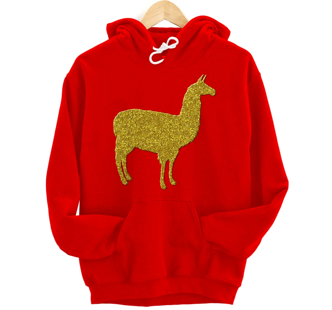 Llama alpaca Vintage, Golden retro animal symbol Pullover Hoodie