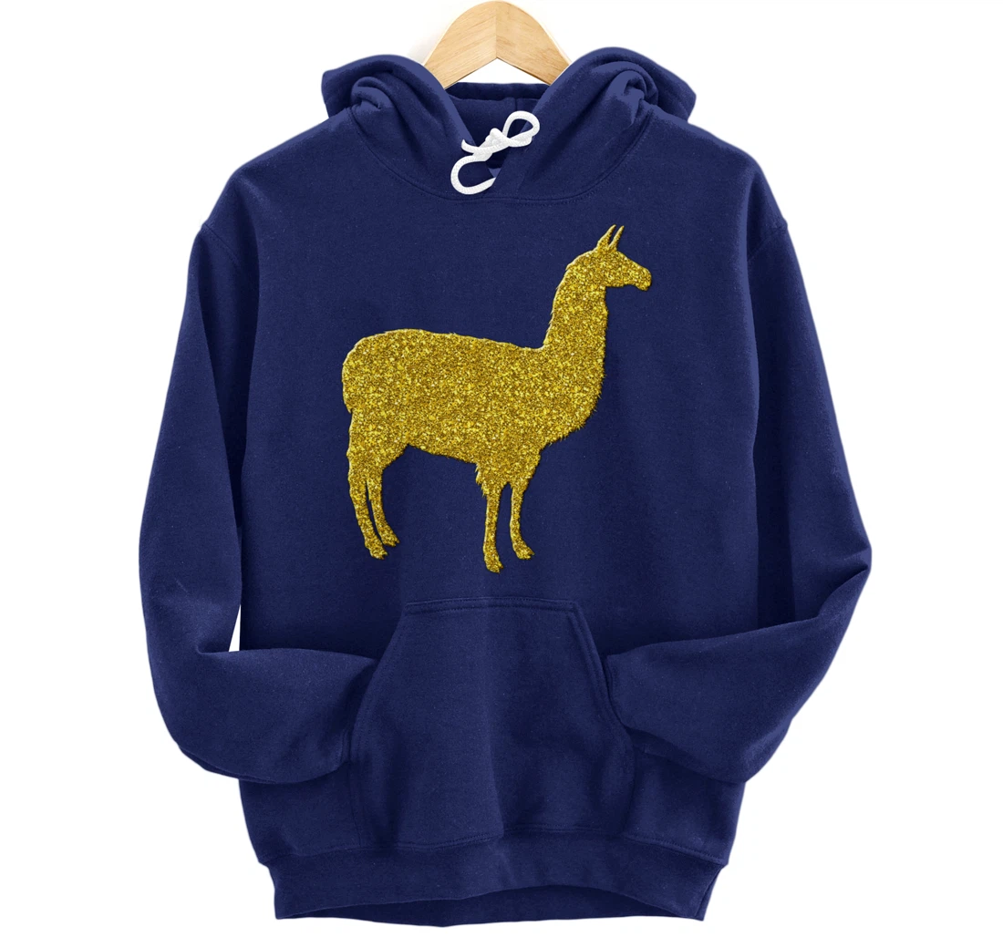 Llama alpaca Vintage, Golden retro animal symbol Pullover Hoodie