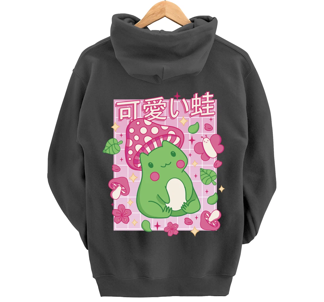 Kawaii Frog Mushroom Hat Anime Clothes Japanese Aesthetic Pullover Hoodie