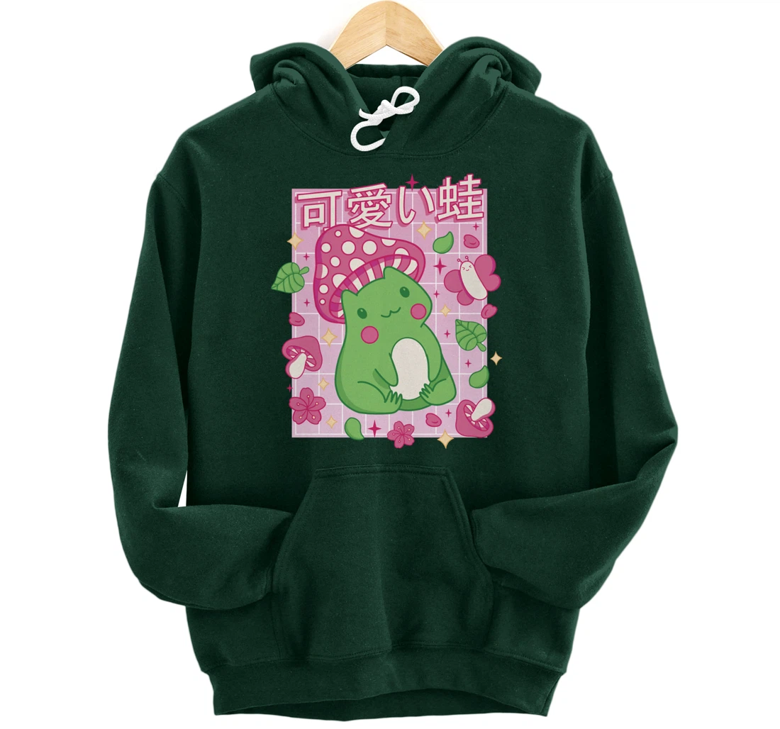 Kawaii Frog Mushroom Hat Anime Clothes Japanese Aesthetic Pullover Hoodie