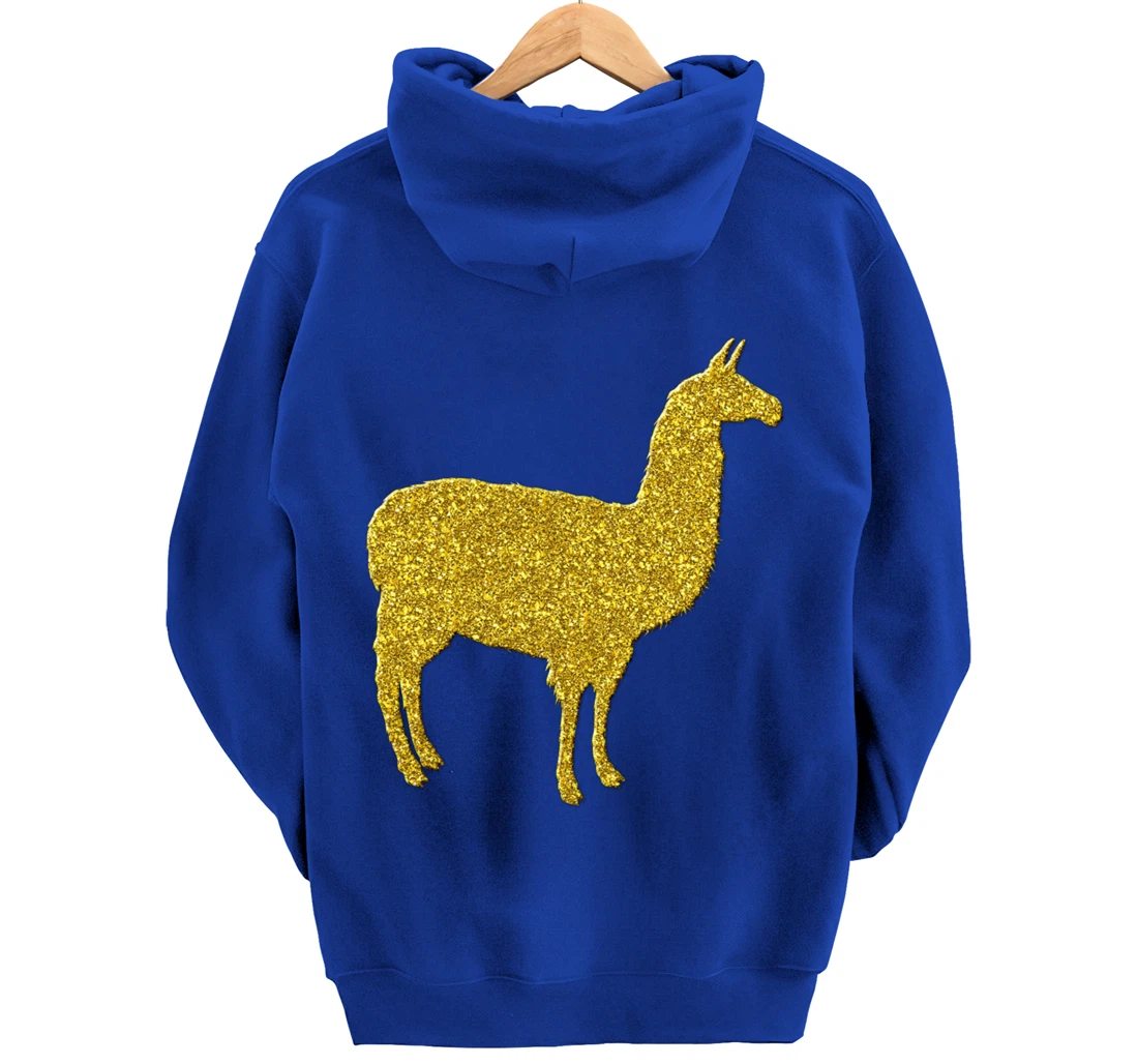 Llama alpaca Vintage, Golden retro animal symbol Pullover Hoodie