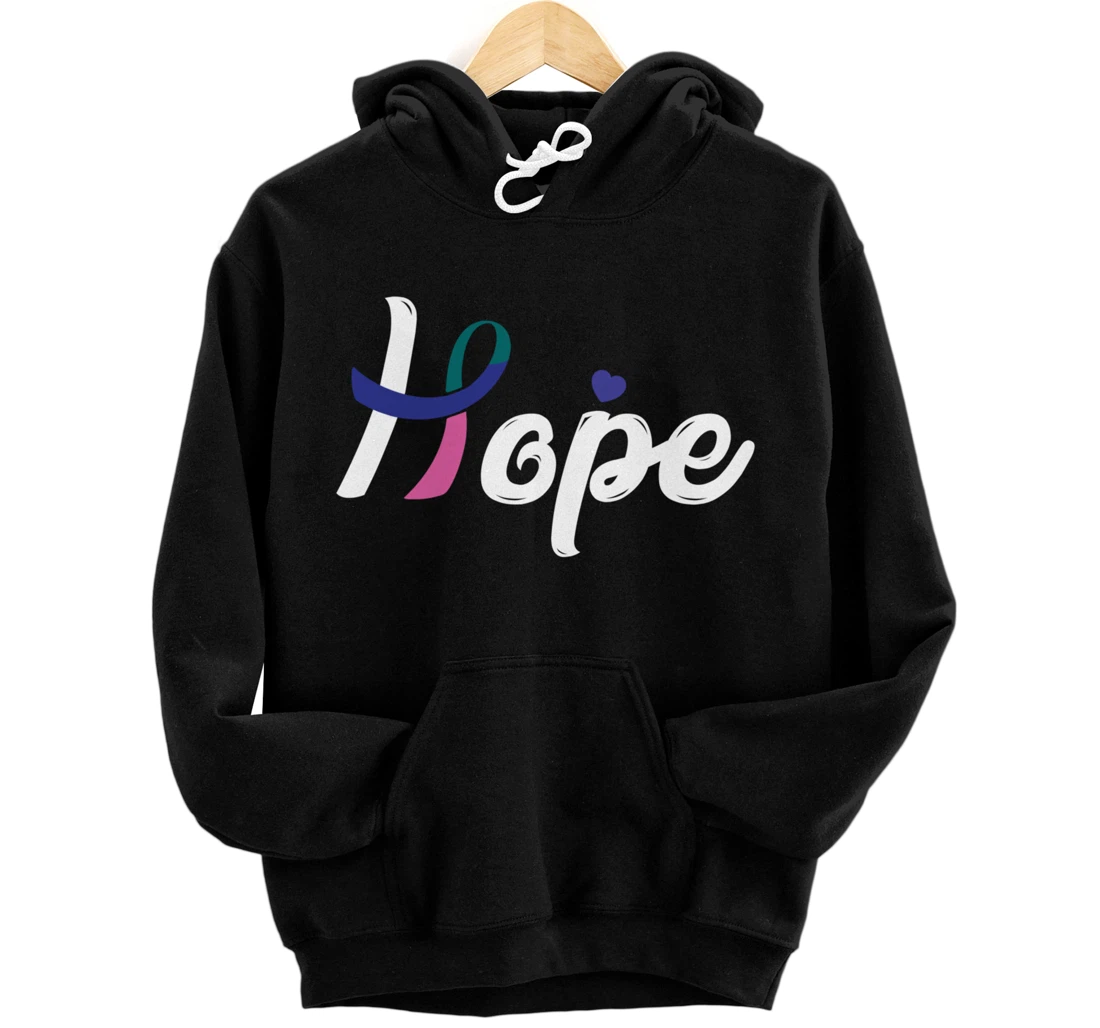 Thyroid Cancer Fight Cancer Ribbon Pullover Hoodie